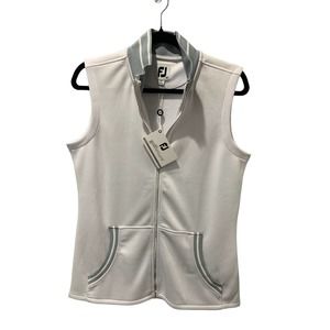 Ladies Golf Polo Collar Tank top | FJ Footjoy | White Gray | Women's Sz M | NWT